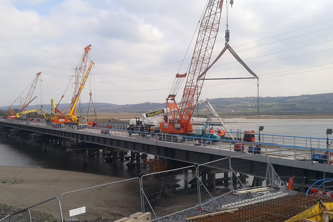 Le viaduc de Loughor en construction