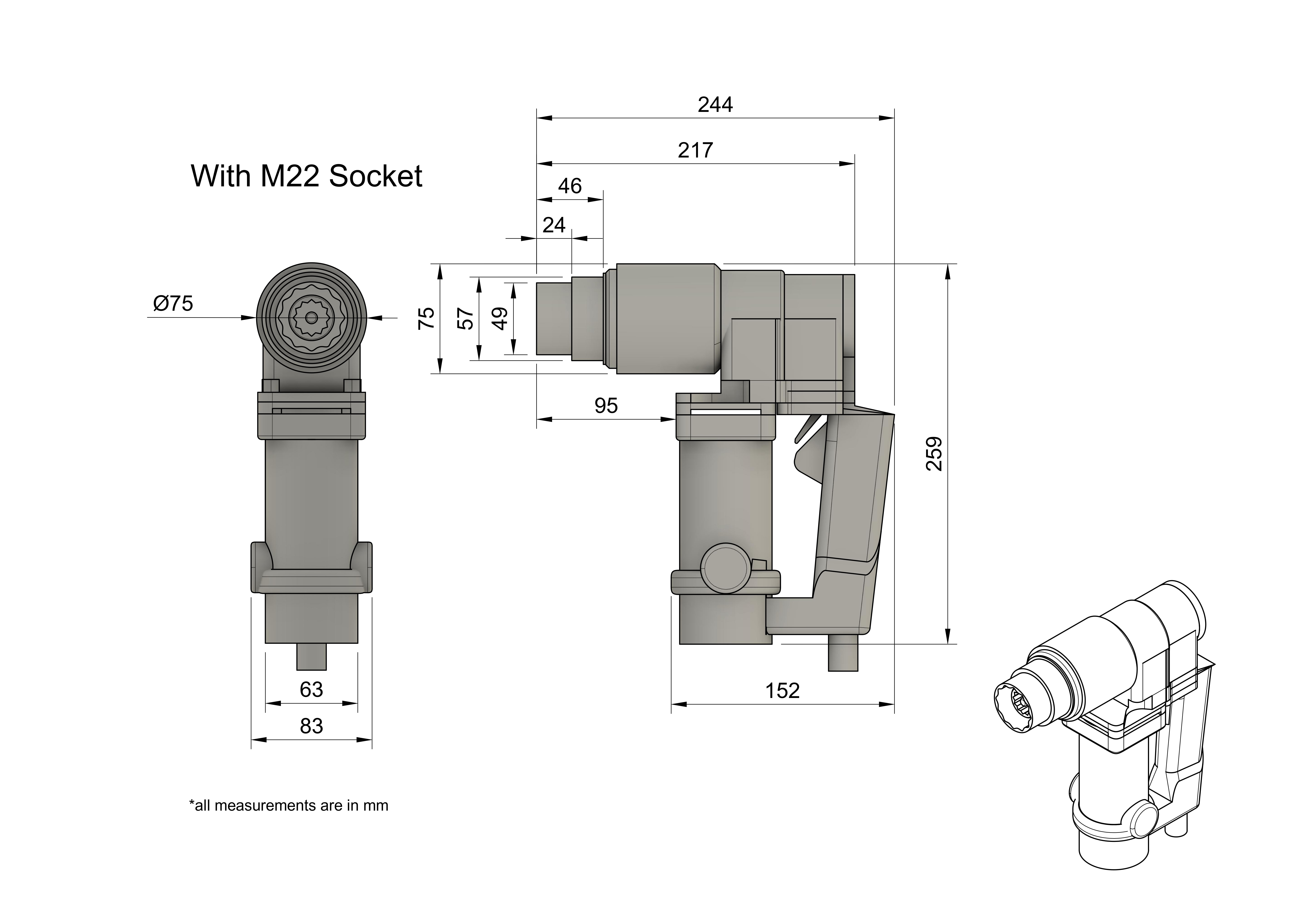 GM220 Shear Wrench Drawing